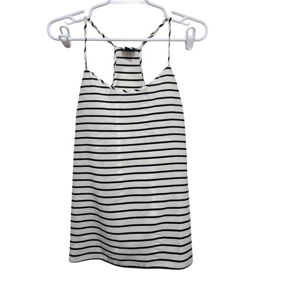 J.Crew Black White Stripe Racerback Cami Tank Top Size 8 - Picture 1 of 6